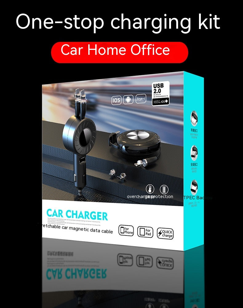 Charger Telescopic Car Charger Multifunctional 5A Fast Charge Data Cable