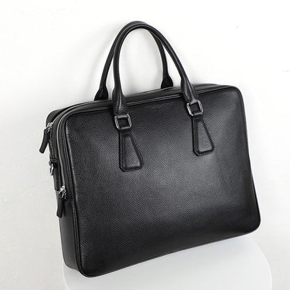 Men's Large Capacity Horizontal Leather Briefcase