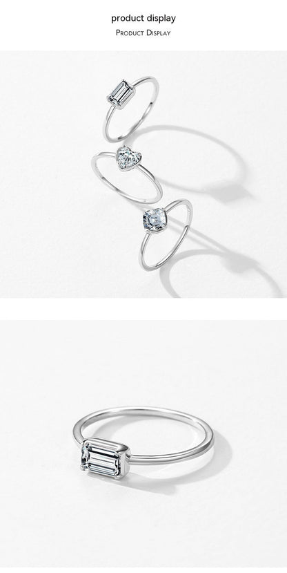 S925 Sterling Silver Heart Engagement Ring