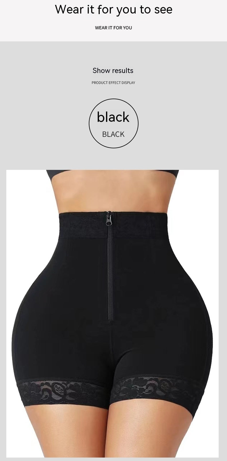 Hip Lifting Abdominal Pants with Zipper