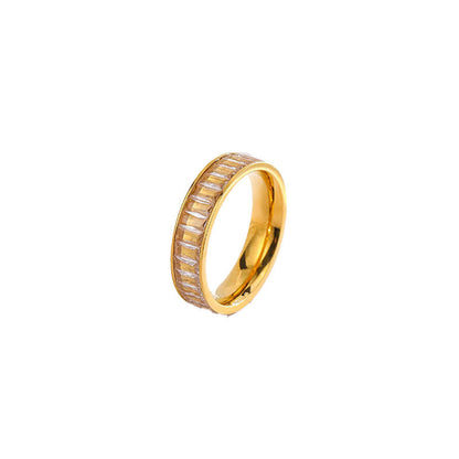 Rhinestone Titanium Steel Ring For Women
