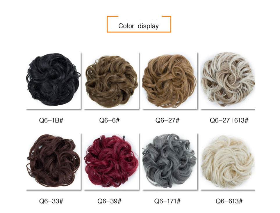 Fluffy Drawstring Curly Hair Bun Hair Set