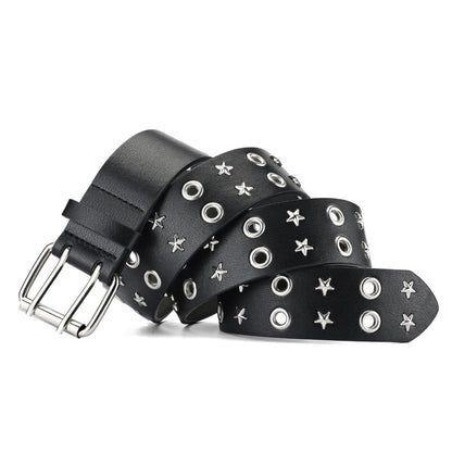 Punk Double Row Pin Buckle Denim Men's Belt