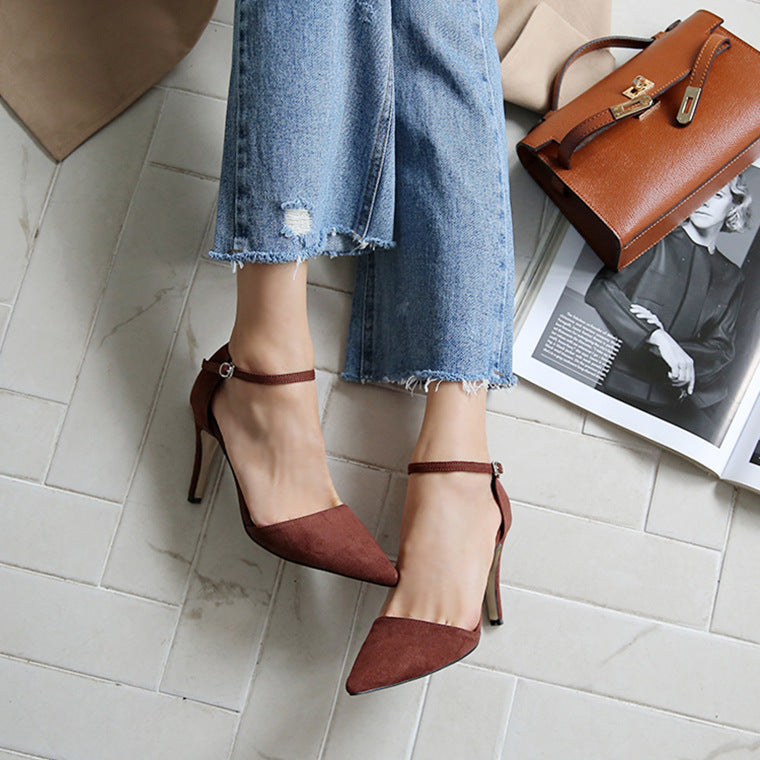 Suede Hollow-out Korean-style Office High Heels