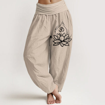 Women's Solid-Color High-Waisted Pleated Pants With Elastic Waist