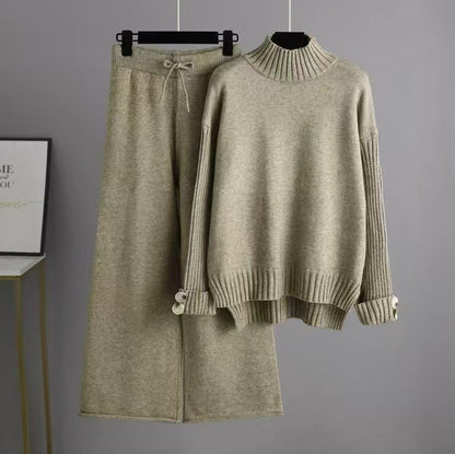 Women's Loose-fitting Half-turtleneck Knitted Set