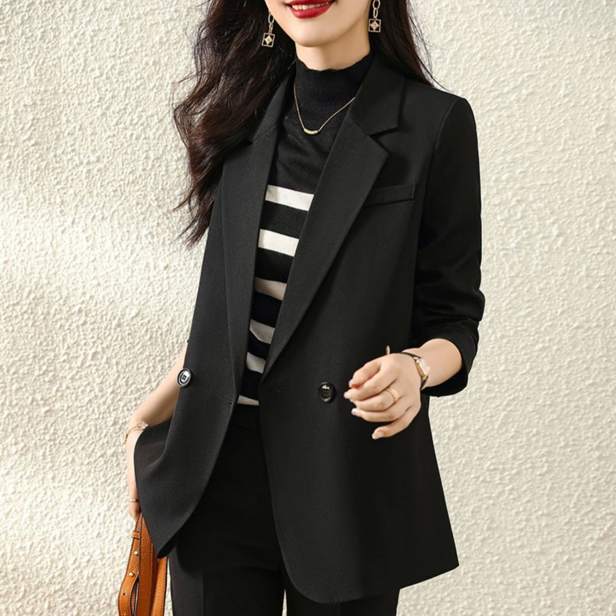 Womens Elegant Slit Blazer With Shoulder Pads