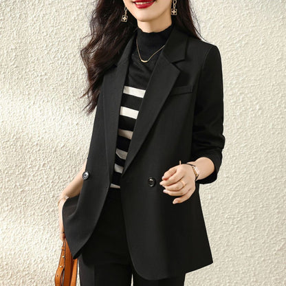 Womens Elegant Slit Blazer With Shoulder Pads