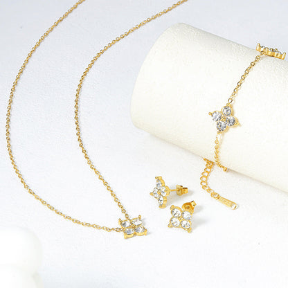 French Babys Breath Bracelet Necklace And Earrings Set