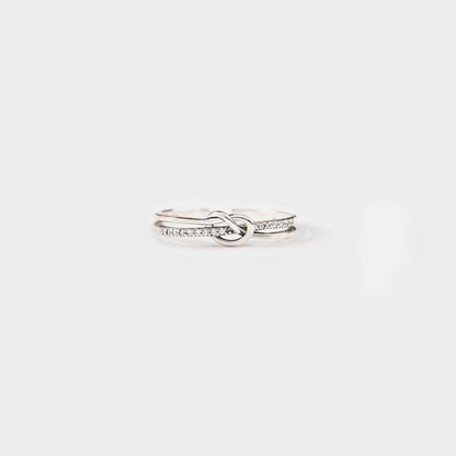 925 Sterling Silver Double-Layered Knot Ring for Women
