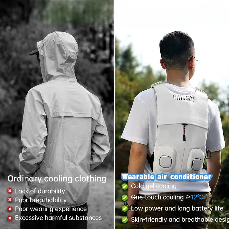 Semiconductor cooling clothing, back pad, outdoor construction air conditioner, waterproof
