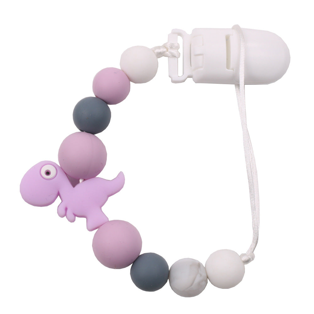New baby pacifier chain clip teeth glue toy anti-drop chain silicone dinosaur pacifier chain baby products