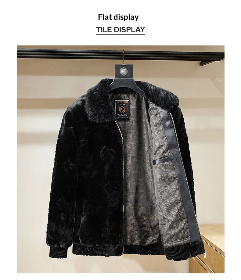 Mens Western-style Jacket Fur Coat Sweater
