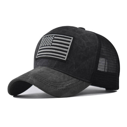 Men's Washed Distressed Embroidered Breathable Hat