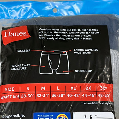 HANES (6 PACK!) Men's Boxer Briefs Sz 2XL 44-46" Black/Blue/Grey 7460P6