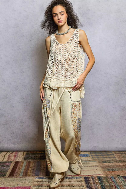 POL Crochet Fringe Hem Tank Top
