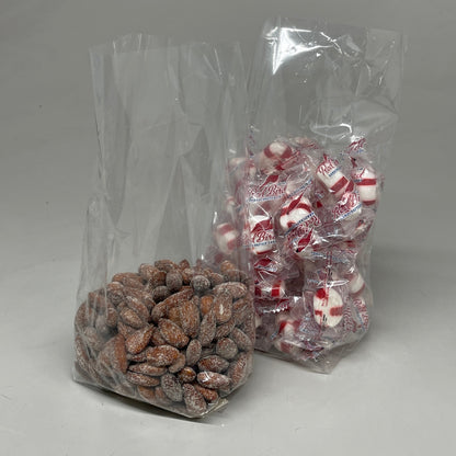 (100 PACK) Clear Gusseted Poly Plastic Bags Candy Cookie 1.5 Mil 4.5"x 2.75"x 10.75"