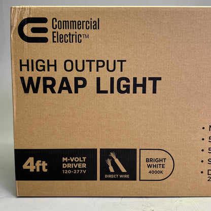 COMMERCIAL ELECTRIC High Output Wrapround Light 4ft, White 1001820735