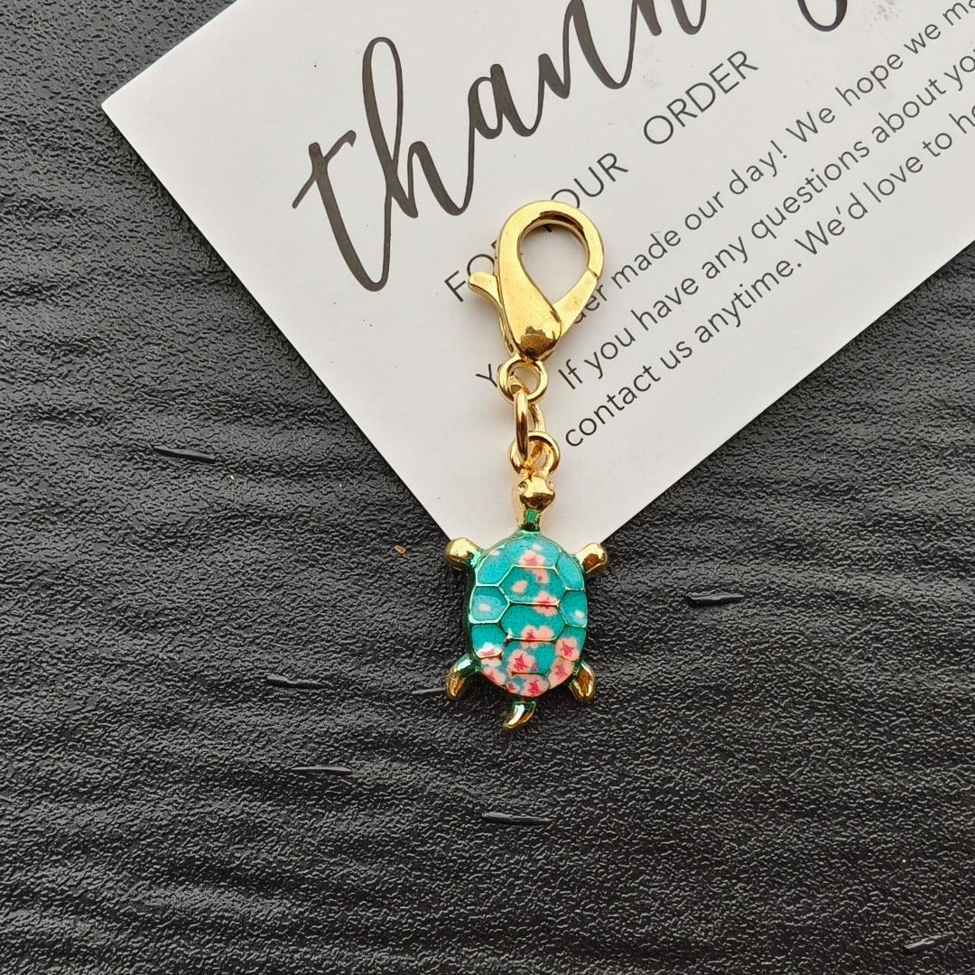 Colorful Oil-drop Turtle Keychain Pendant, Alloy Accessory, Creative Design