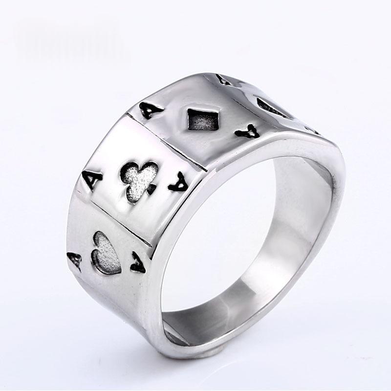 Tonghuashun Playing Card Mens Titanium Steel Ring