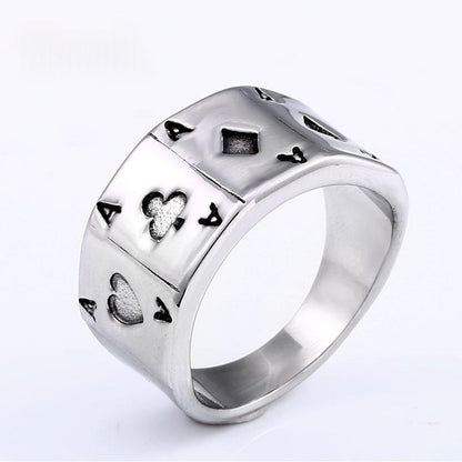 Tonghuashun Playing Card Mens Titanium Steel Ring
