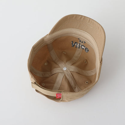 Children's Solid-color English Smiling Face Embroidered Adjustable Fashionable And Simple Short-brimmed Baseball Cap Suitable For Daily Outings And Entertainment