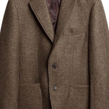 Retro Wool British Tweed Slim-Fit Casual Blazer