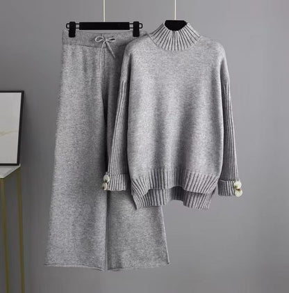 Women's Loose-fitting Half-turtleneck Knitted Set