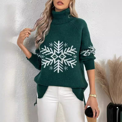 High Collar Christmas Sweaters Women's Clothing