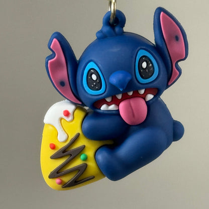STITCH  (12 Piece,4 Styles) Assortment Bundle Of Stitch Character Keychains Blue