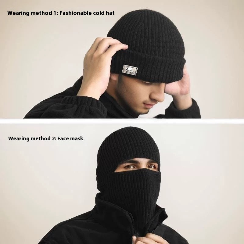 Men's Outdoor Thickened Warm Wool Hat Mask Dual-use