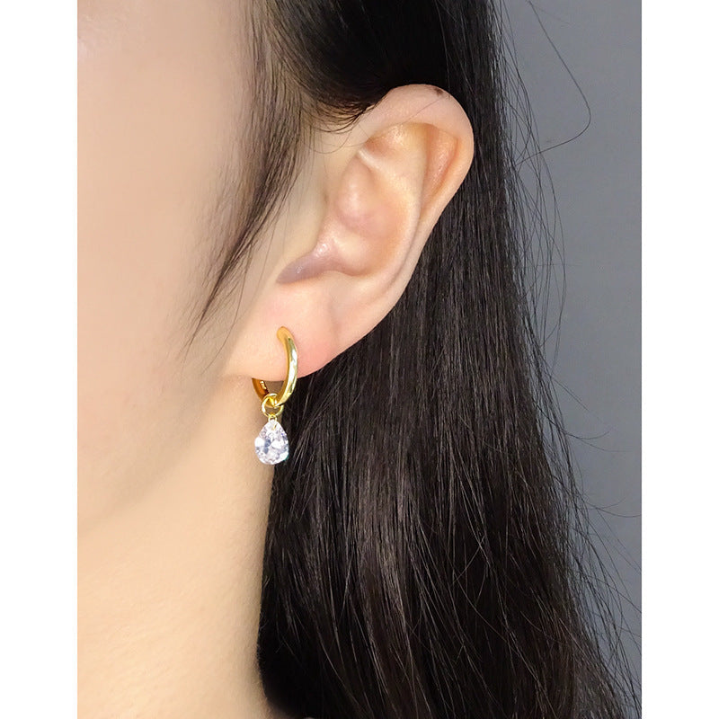 Light Luxury Water Drop Sterling Silver Earrings