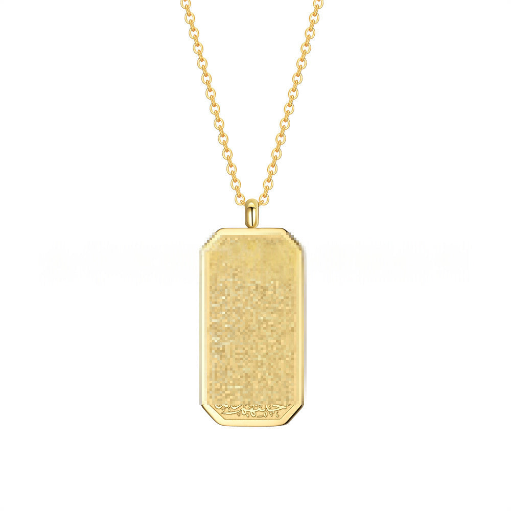 Stainless Steel Octagonal Pendant With Embossed Finish Titanium Steel Necklace