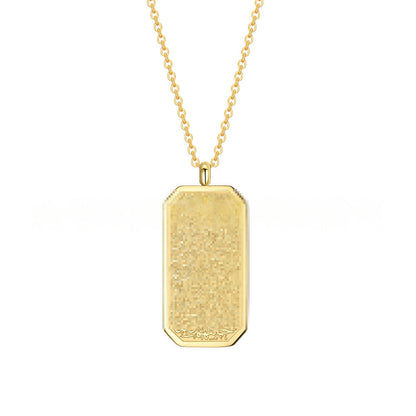 Stainless Steel Octagonal Pendant With Embossed Finish Titanium Steel Necklace