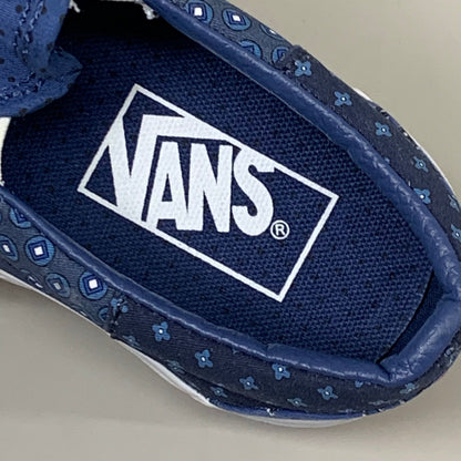 VANS Classic Slip-On Tie Print Patchwork Shoe Mens SZ 3.5 Womens SZ 5 Blue/White