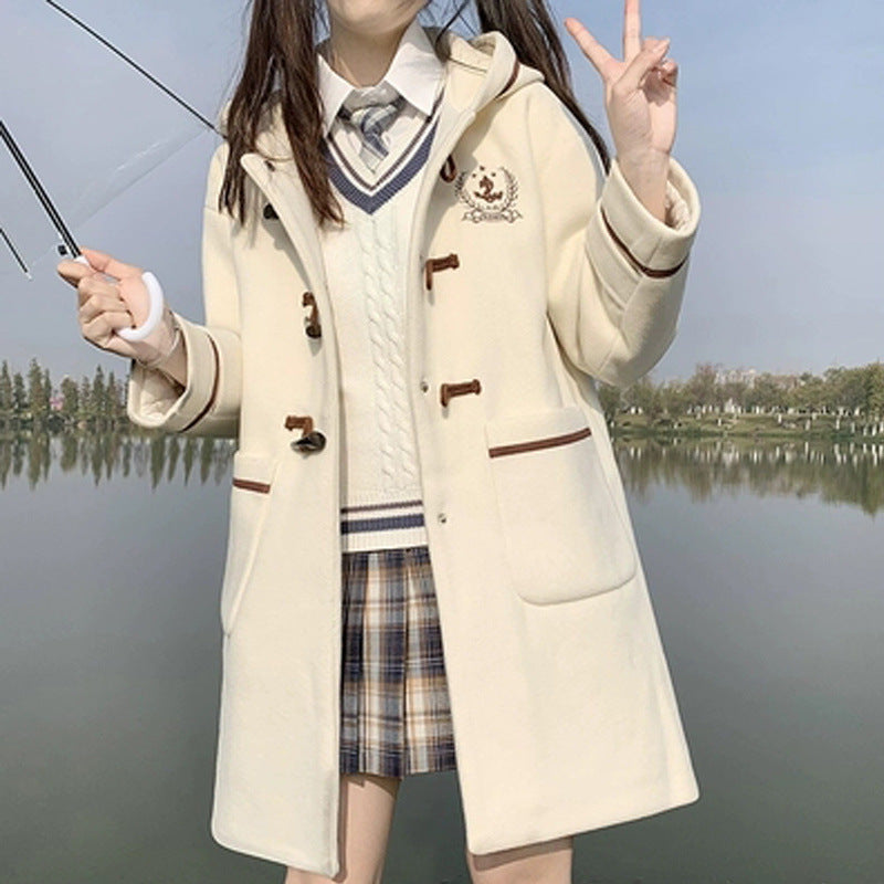 Middle School Student Winter Clothing Large Woolen Coat Female