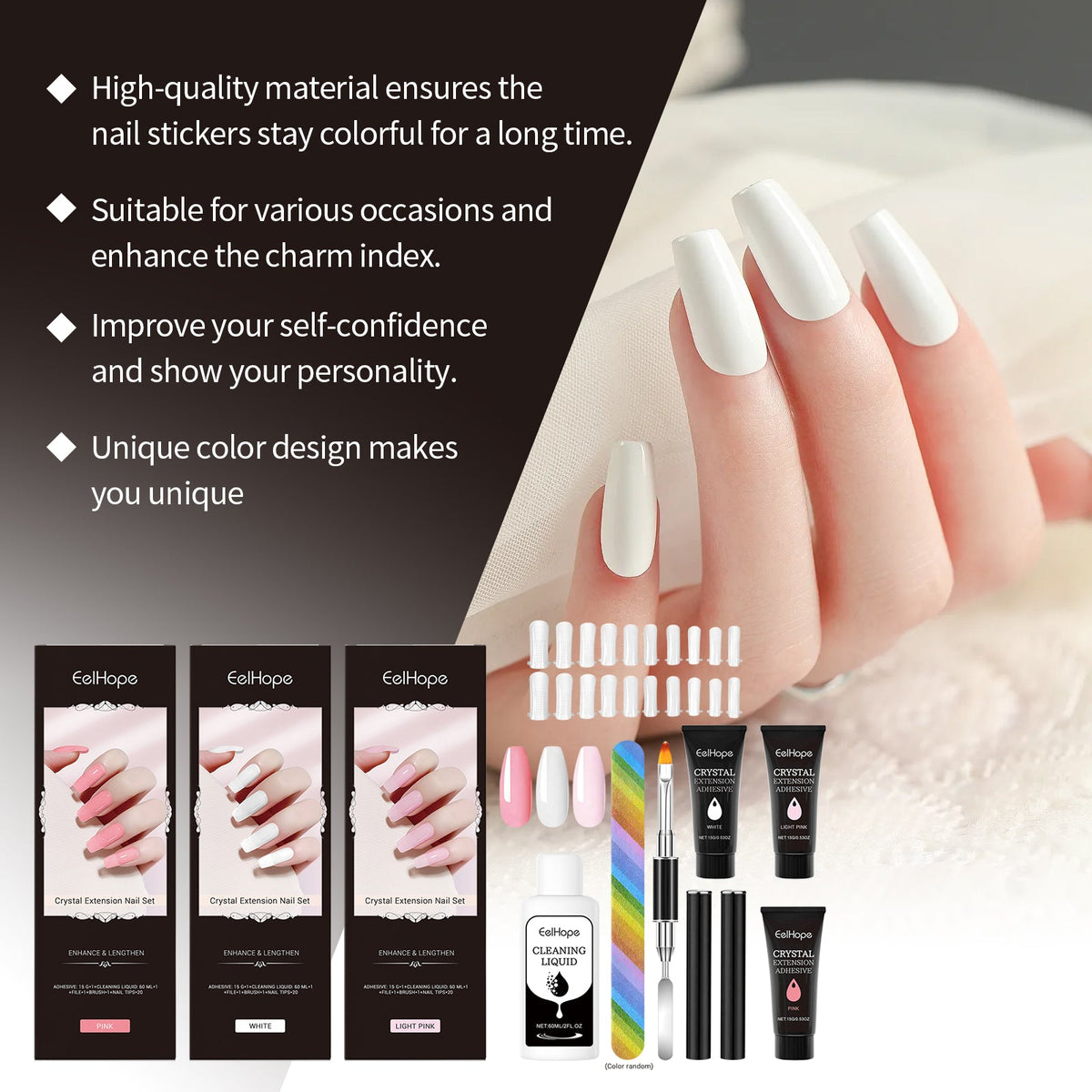 Crystal Extension Nail Set Nail Glue Simple Style Natural Three-Dimensional Modeling Nail Tool Set