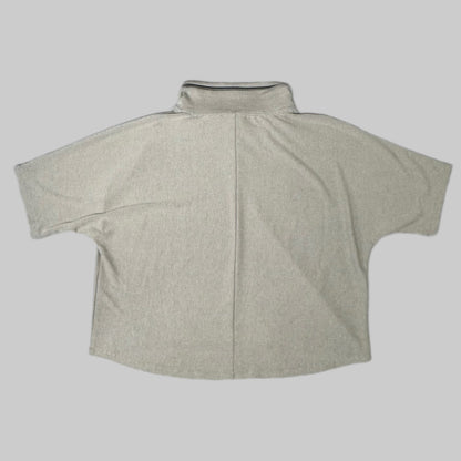 MULTIPLES Zippered Cowl Neck Top Petite Women's Sz PL Stone M44802TP