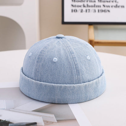 Monochromatic Light Board Washed To Create An Old-fashioned, Retro And Casual Look. Straw Hat With No Brim, Suitable For Daily Outings, Shopping And Outdoor Activities.