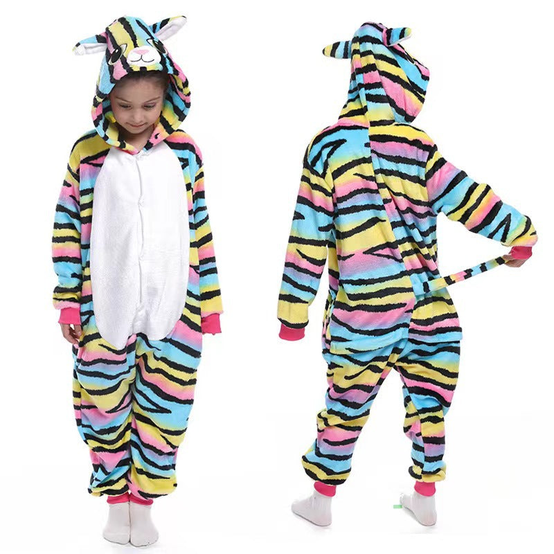 Flannel Children's Animal One-piece Pajamas