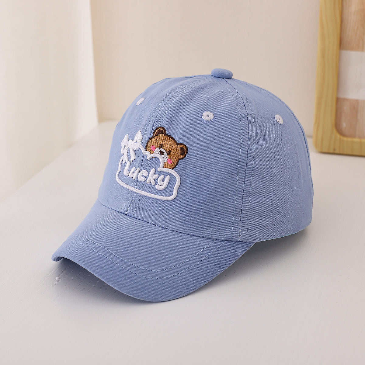 Children's Single-color Cute Little Bear Bow Tie Embroidered Adjustable Simple Casual Baseball Cap Suitable For Travel And Sports