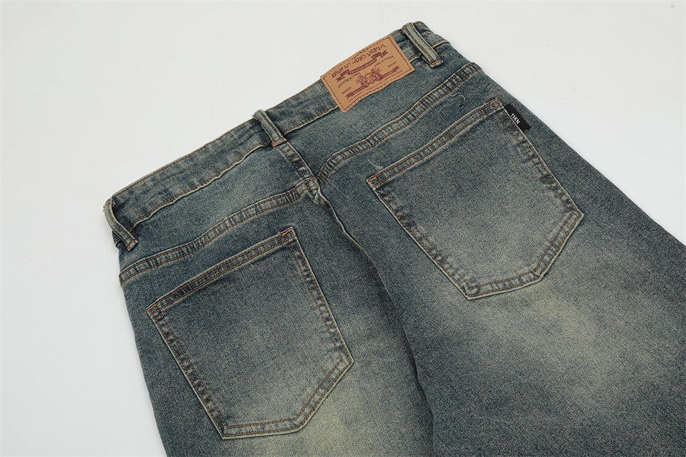 Contrast Color Washed Jeans For Men