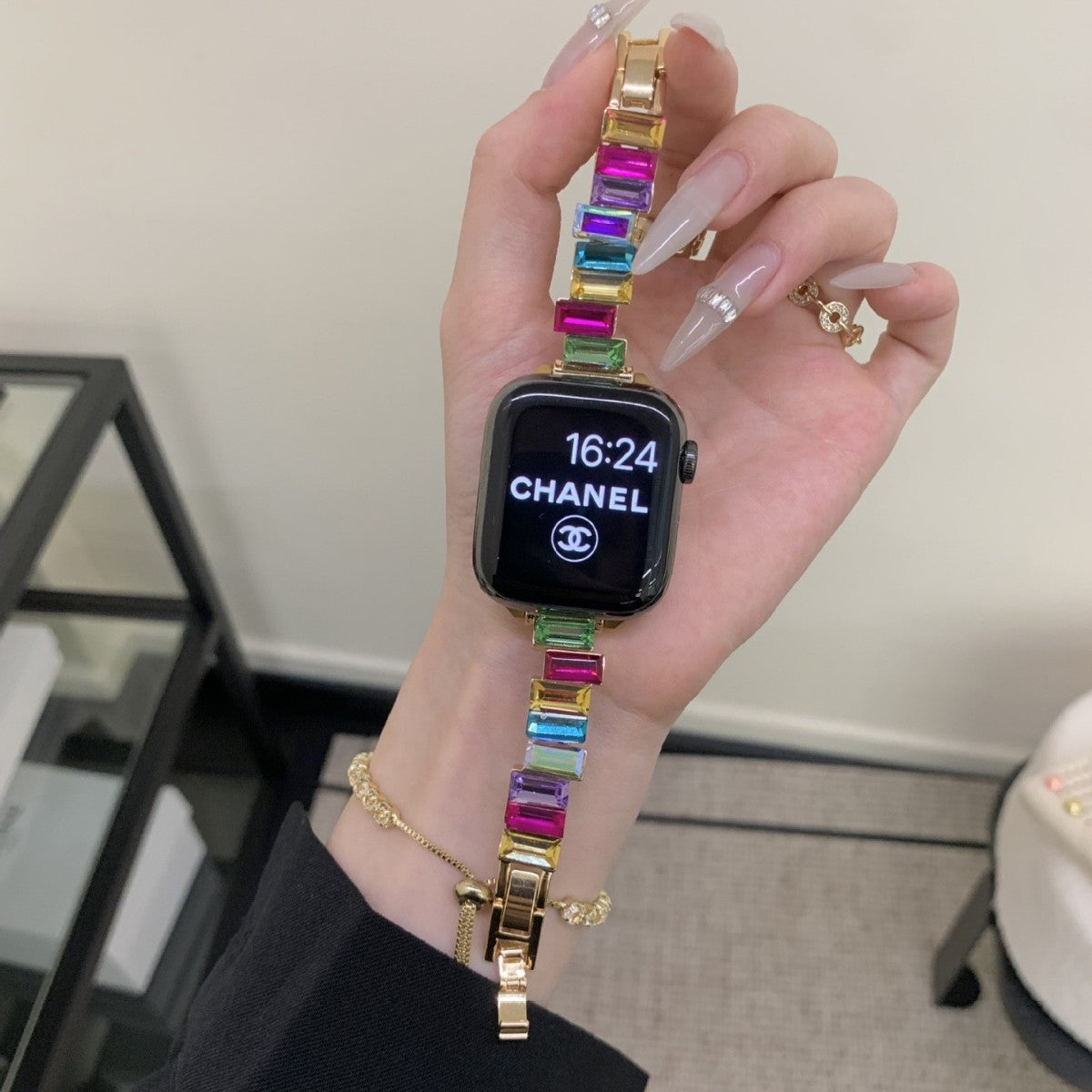 Irregular Cube Sugar Color-Change Diamond Metal Watch Bracelet For Women