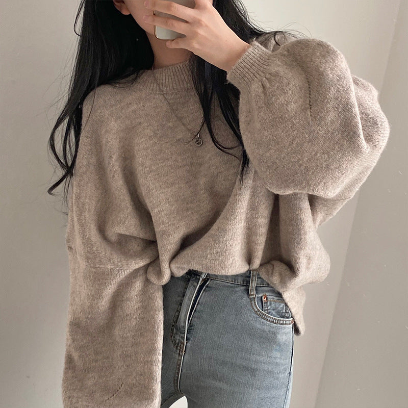 Mid-Length Slit Hem Soft Knit Sweater