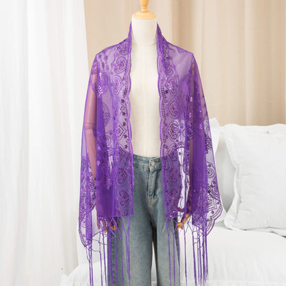 Evening Gown Paired With A Tassel Scarf