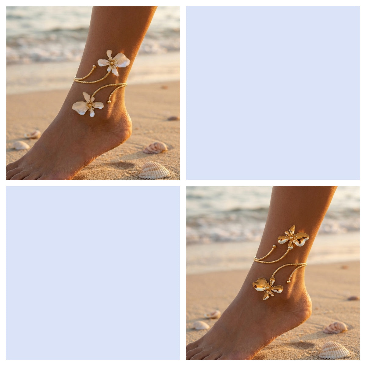 Exaggerated Hollow-out Metal Flower Anklet