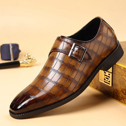 British-style Casual Solid-color Textured Men's Dress Shoes