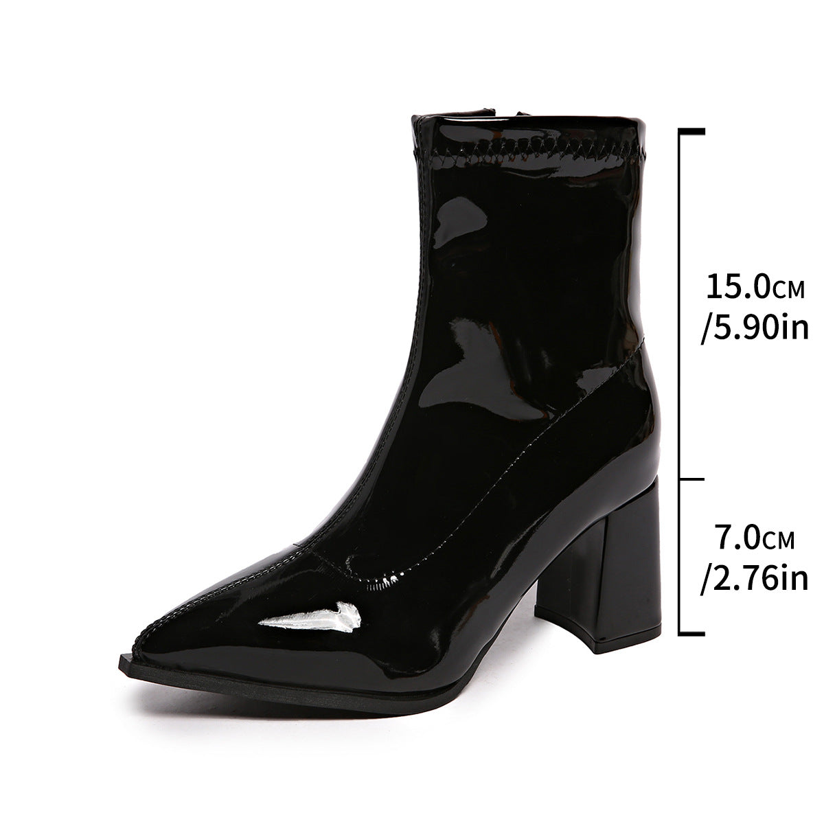 Women's Pointed-toe Chunky-heel Ankle Boots