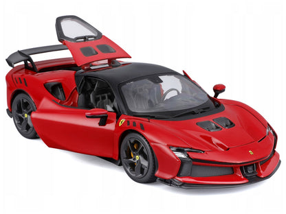 Ferrari SF90 XX Stradale Red with Black Top "Race and Play" Series 1/24 Diecast Model Car by Bburago