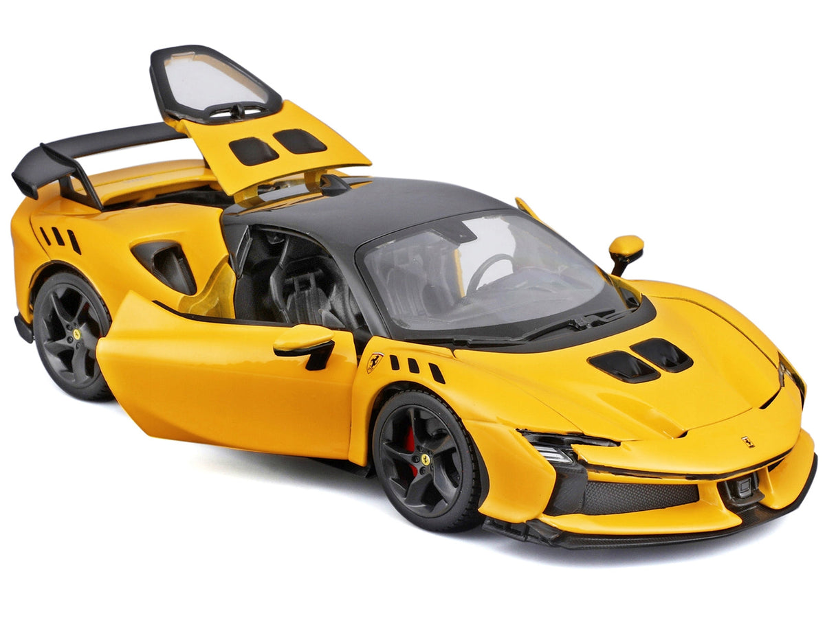 Ferrari SF90 XX Stradale Yellow with Black Top "Race and Play" Series 1/24 Diecast Model Car by Bburago